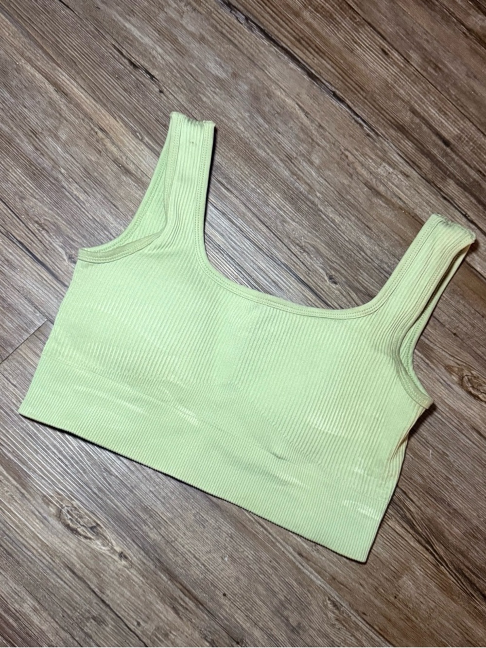 Ribbed Square Neck sports bra- Light Lime